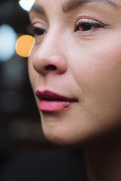 Woman with a side labret piercing