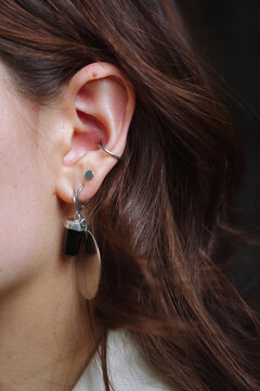 Woman with a conch piercing