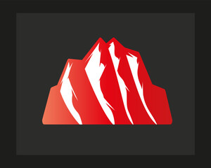 a red mountain with a red top that says " the top ".