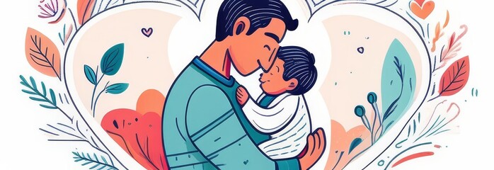 A man is holding a baby in his arms. The baby is wrapped in a blanket