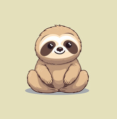 Naklejka premium cute chibi sloth character mascot colorful Illustration