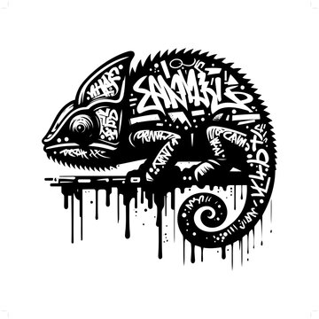 recommend clip art: Chameleon silhouette, animal graffiti tag, hip hop, street art typography illustration.