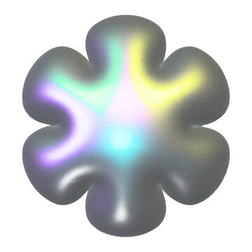 3d metal holographic y2k element - flower with glossy chrome effect. Trendy y2k vector illustration