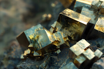 Intricate Details of a Pyrite Stone: A Majestic Display of Nature's Microscopic Architecture