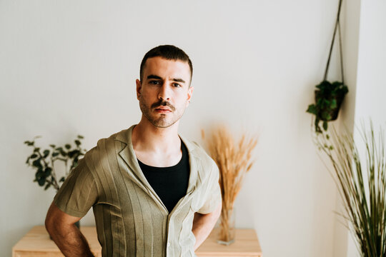 portrait of bearded man looking at camera