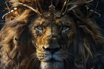 jesus christ the lion of judah symbolic representation of strength and salvation - obrazy, fototapety, plakaty