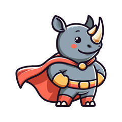 Naklejka premium cute icon character rhino hero