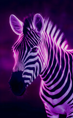 A Zebra with neon effect