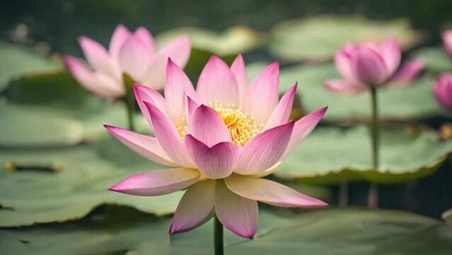 Beautiful unfolded lotus flower in a pond