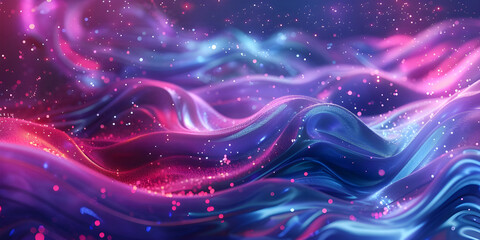Vibrant Neon Waves Backdrop, Luminous Fluid Motion Background, Neon Flowing Waves Scene - Ai...
