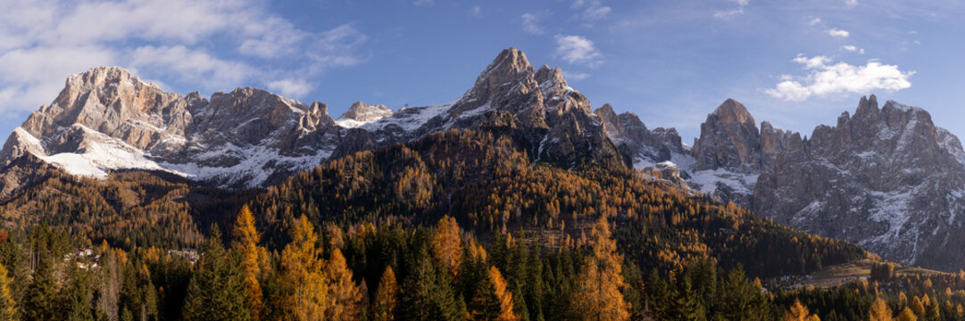 San Martino di Castrozza Mountians Passo Rolle in Autumn Italy