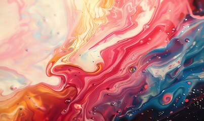 Capture the mesmerizing movement of swirling liquid in a low-angle view Use acrylics to bring out the dynamic flow and vibrant colors of the fluid design - obrazy, fototapety, plakaty