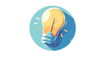 An easy to understand illustration of a light bulb icon on an on switch is showcased for web design purposes standing out against a crisp white background