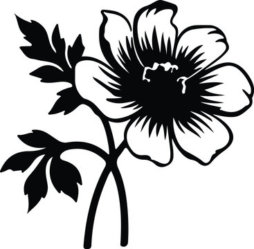 black and white flower drawing clip art preview