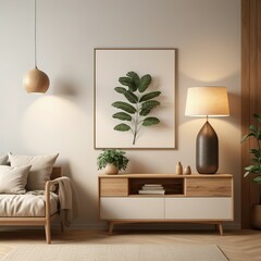 Stylish Wall Poster Mockup in Contemporary Interior Setting