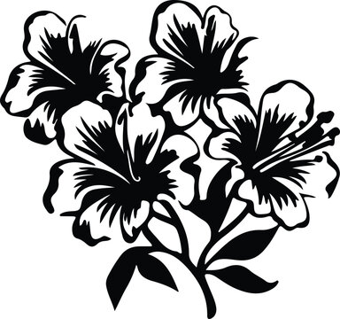 black and white hibiscus flowers clip art preview