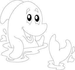 Fototapeta premium cute dolphin coloring page for kids