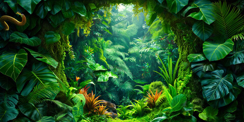 Dense rainforest, capturing the lush greenery and rich biodiversity of this vibrant ecosystem. International Day for Biological Diversity 22 may