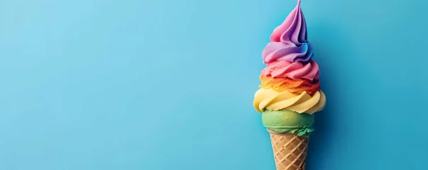 Foto auf Alu-Dibond Colorful ice cream cone on blue © marant