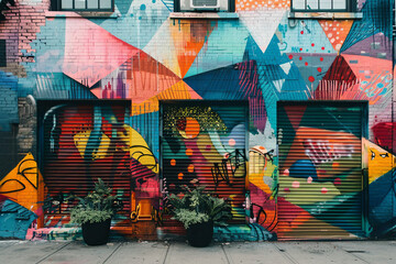 A vibrant street mural showcasing artistic creativity with a blend of text and graffiti