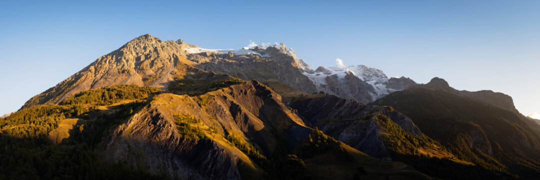 La Grave La Meije Mountain Aerial Massif des Ecrins Alps Franc