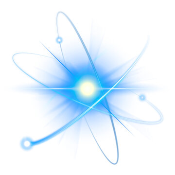 Atom science biotechnology blue png neon graphic