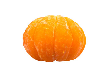 Fresh fruits. Peeled tangerine isolated on white background.
