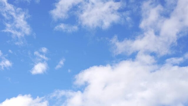 white clouds on blue sky, time lapse cloudscape. High quality FullHD footage