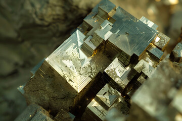 Intricate Details of a Pyrite Stone: A Majestic Display of Nature's Microscopic Architecture