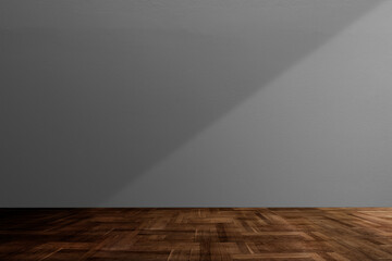 Wall transparent mockup png with wooden floor