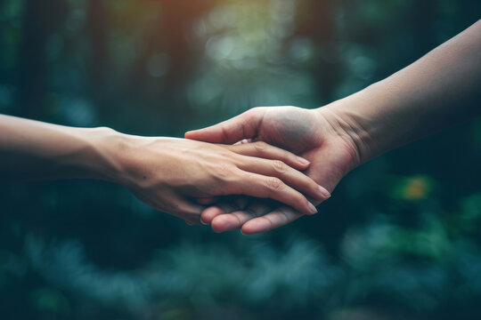 Mano che offre sostegno e compassione a una persona in difficolt&agrave; emotiva, a simboleggiare empatia e assistenza con problemi mentali