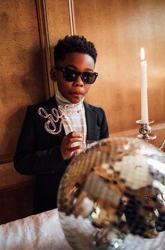 Young boy celebrating his birthday in style