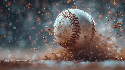 Baseball a ball with a splash of dust