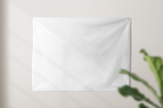 Wall tapestry png mockup with window shadow