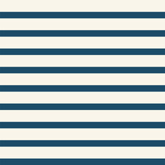 Seamless vector breton stripe pattern with colored horizontal parallel stripes in navy and cream background
