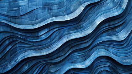 Wood art background - Abstract closeup of detailed organic blue wooden waving waves wall texture banner wall