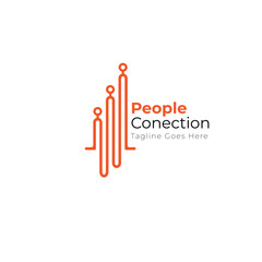 Close up logo with connected people line ideal for corporate communication or business networking concepts in brochures or presentations.