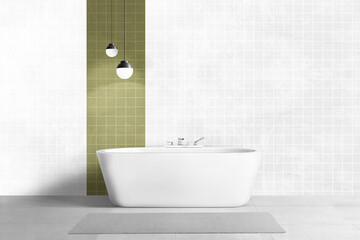 Modern bathroom wall mockup png authentic interior design