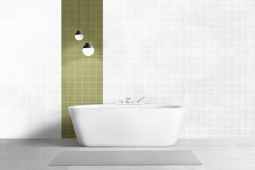 Modern bathroom wall mockup png authentic interior design