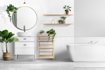 Retro bathroom wall mockup png authentic interior design