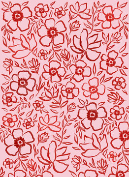 Floral pattern. Valentine's Day colors.