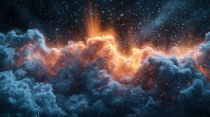 Naklejka premium blue sky color powder explosion on black background