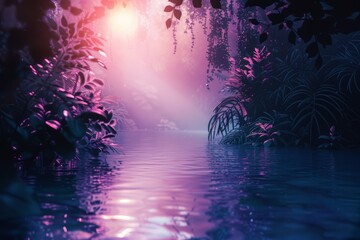 Pixelated paradise perfection. Synthwave sunset over pristine scenery 104. Neon nightfall in nature's realm. Where wildlife meets digital glow