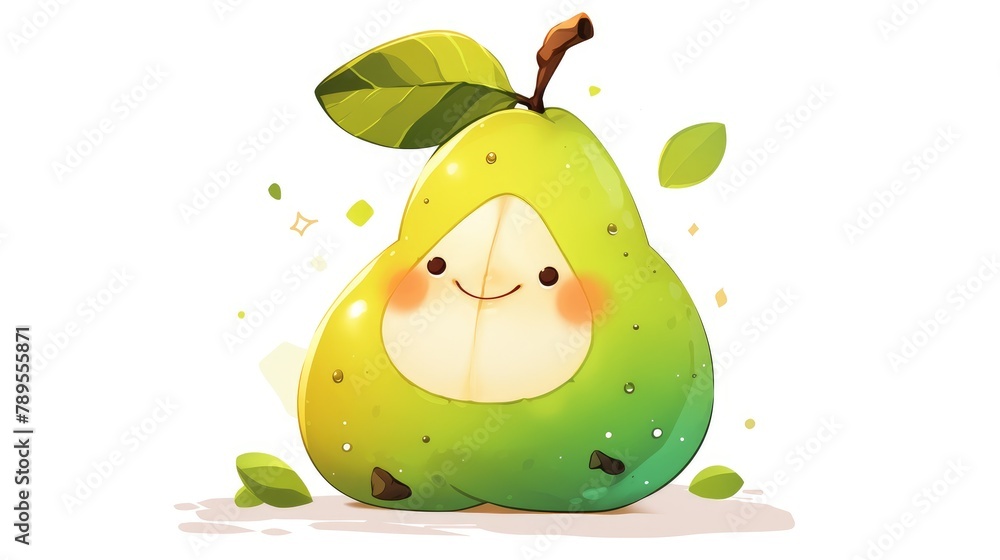 Poster enter the playful world of a cartoon style pear getting active in sports this vibrant 2d illustratio