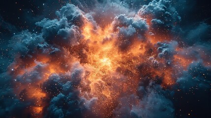 Naklejka premium blue sky color powder explosion on black background