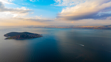 İstanbul Burgazada Sunset Drone View