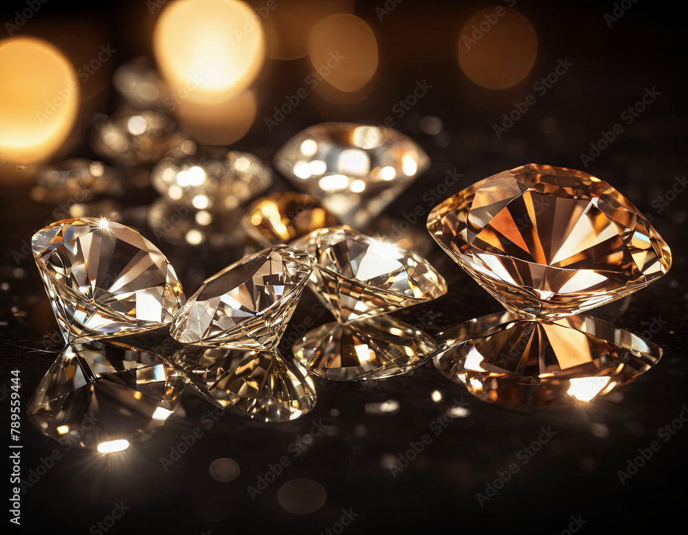 Poster multiple diamonds are arranged on a table