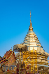 Fototapeta premium Buddhist Temple Wat Phra That Doi Suthep, Thailand, architecture of Asia