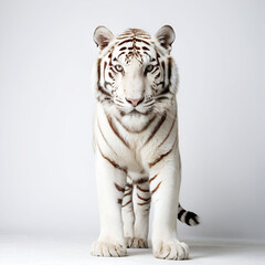 Obraz premium View of white tiger in white background, Generated by Ai.