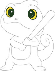 baby chameleon coloring page for kids